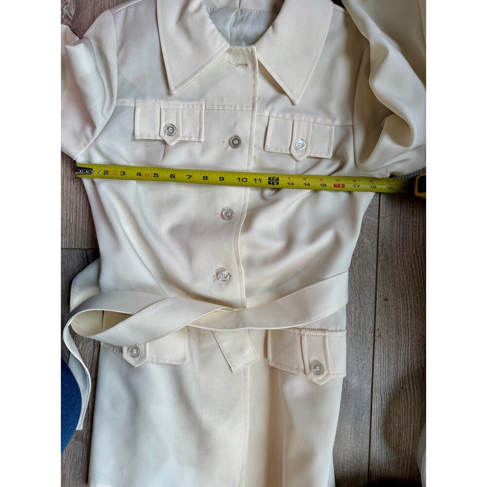 Vintage 1970s Cream Belted Jacket Retro Mod Trench Style Coat - Picture 8 of 10